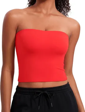 CRZ YOGA Butterluxe Double Lined Tube Tops for Women Going Out Crop Sleeveless Tank Bandeau Strapless Casual Shirts