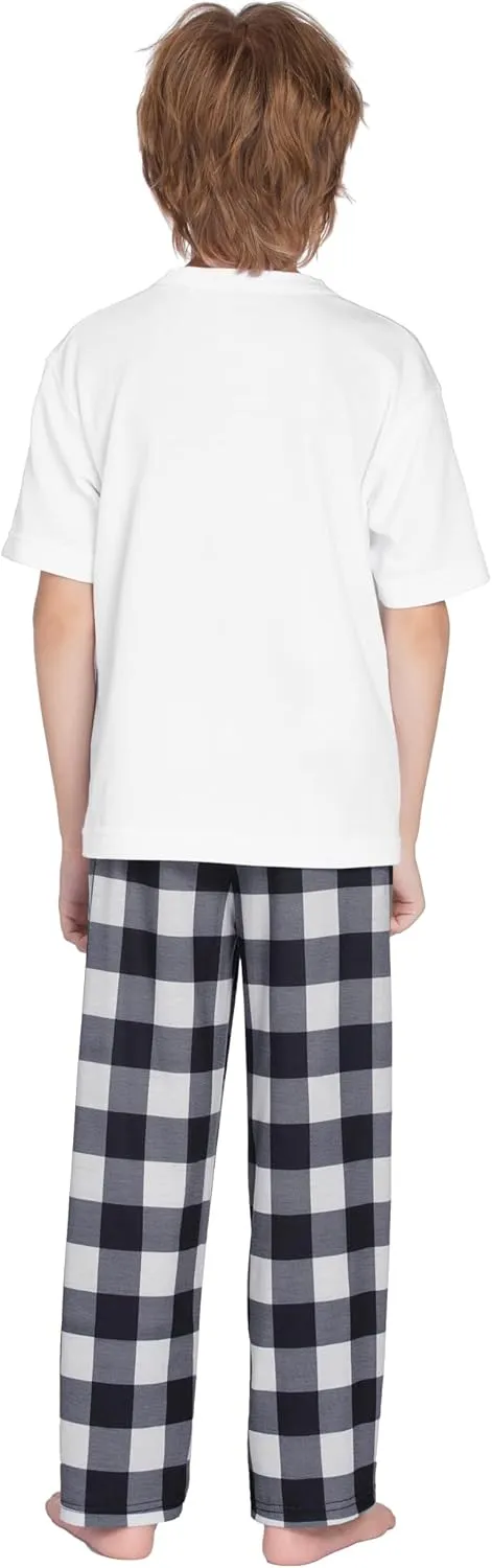 Ekouaer Boys Pajama Pants Soft Plaid Long Pj Pants Kids Cute Elastic Waist SLeep Bottoms with 2 Pockets 6-14 Years