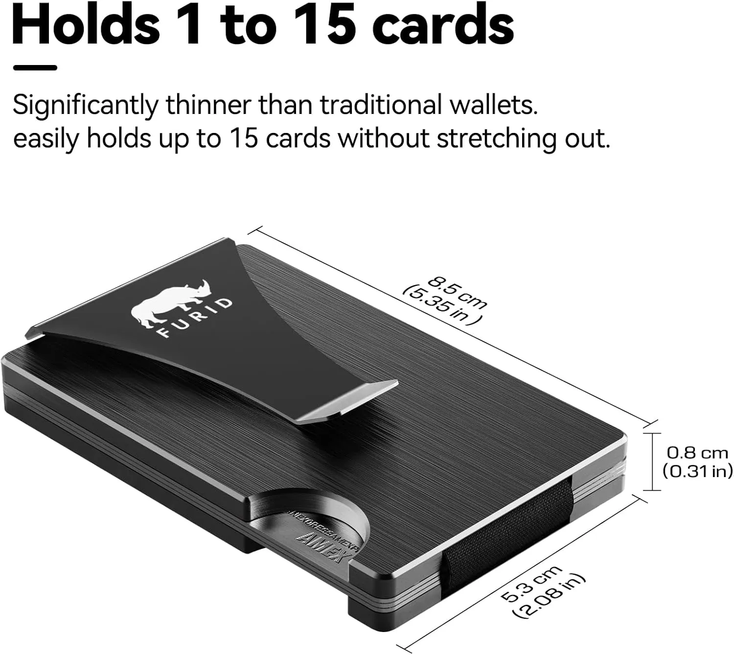 furid Card Wallet for Men Slim: Mens Wallet with Money Clip - Minimalist Wallet - Rfid Wallet, Front Pocket, Card Holder, Aluminum