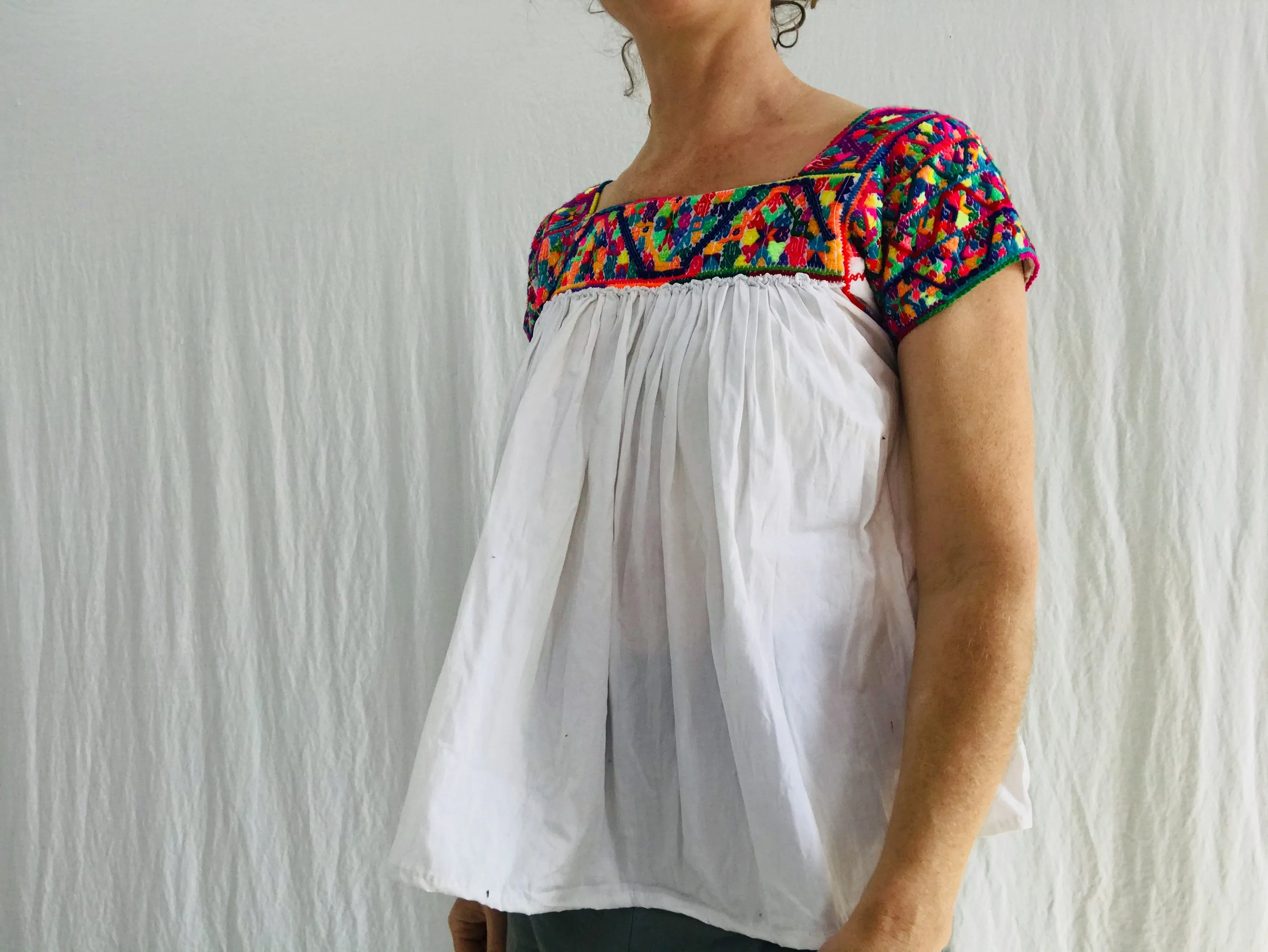 Hand-Embroidered Nahua Blouse. Puebla, Mexico