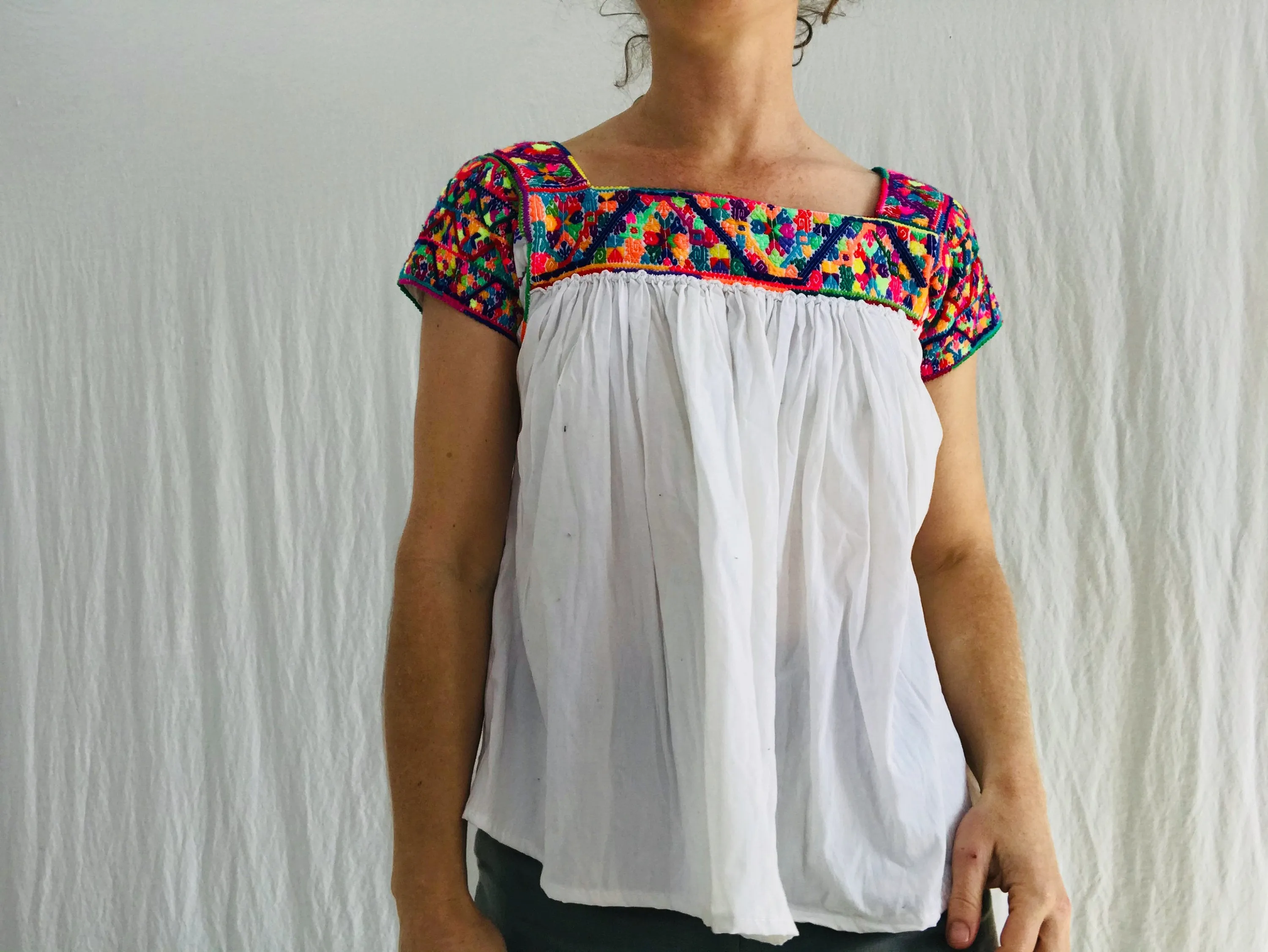 Hand-Embroidered Nahua Blouse. Puebla, Mexico