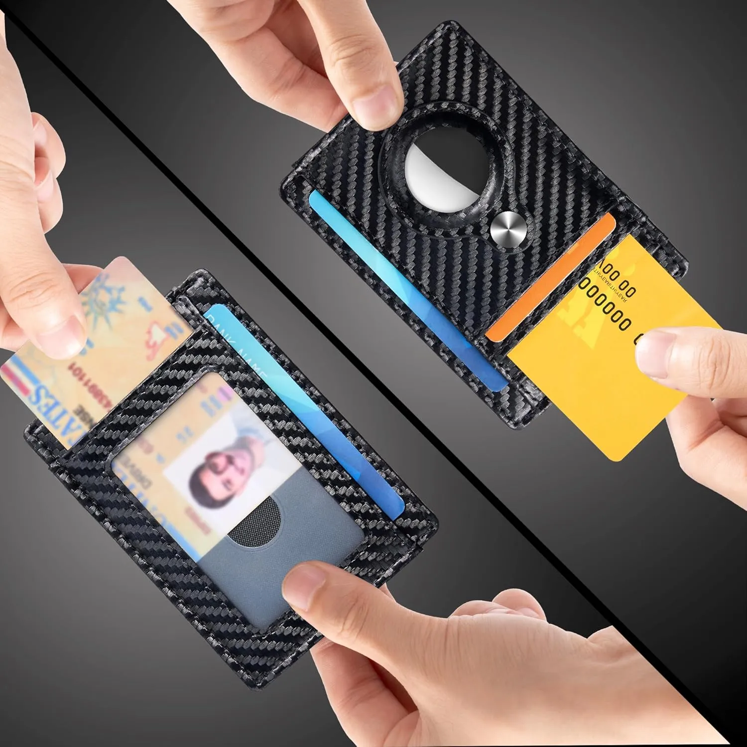 Hawanik Slim Minimalist Front Pocket Air Tag Wallet, RFID Blocking Card Holder Wallet with Airtag Holder