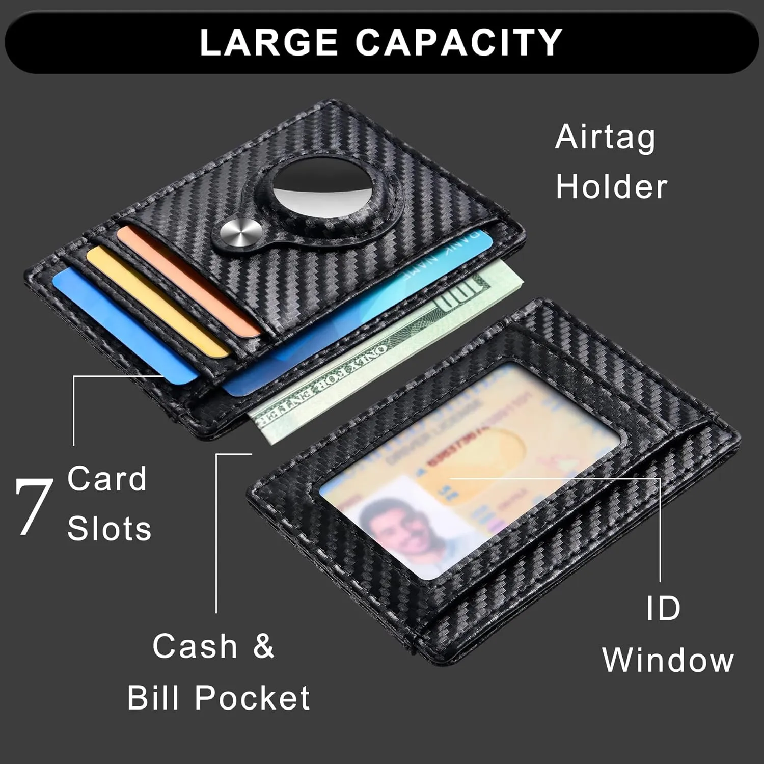 Hawanik Slim Minimalist Front Pocket Air Tag Wallet, RFID Blocking Card Holder Wallet with Airtag Holder