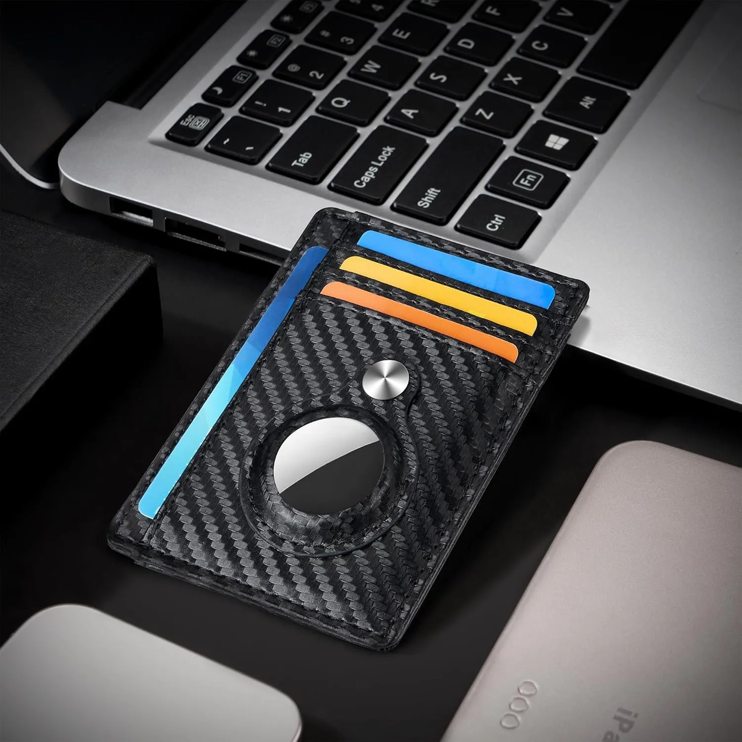 Hawanik Slim Minimalist Front Pocket Air Tag Wallet, RFID Blocking Card Holder Wallet with Airtag Holder