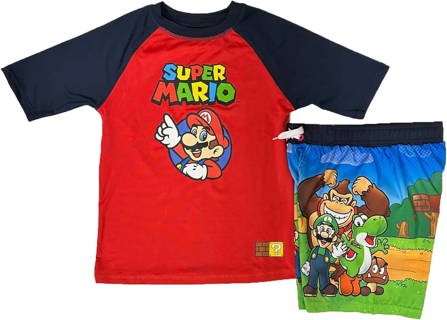Isaac Morris Limited Super Mario Boys Swim Trunks & Rashguard Set
