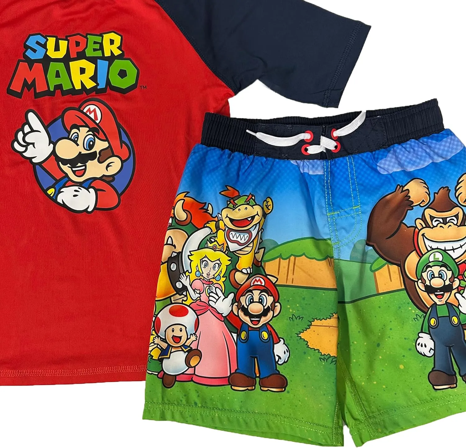 Isaac Morris Limited Super Mario Boys Swim Trunks & Rashguard Set