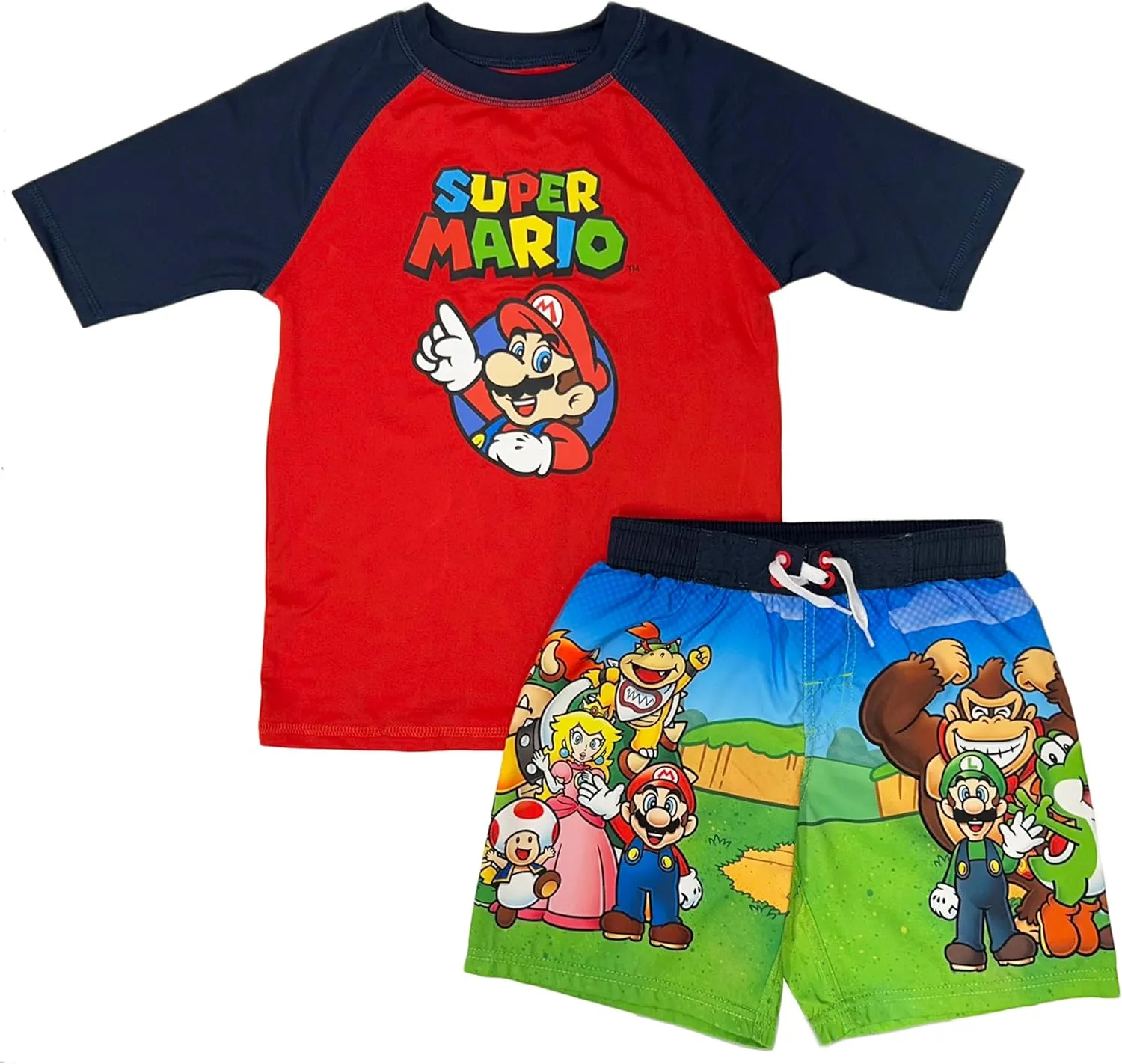 Isaac Morris Limited Super Mario Boys Swim Trunks & Rashguard Set