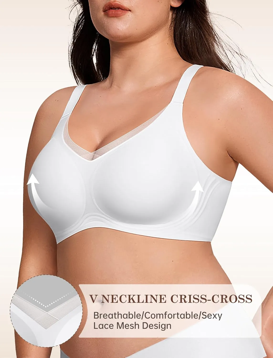 Lace V Seamless Bras for Women No Underwire Bralettes Push Up Wireless Supportive Full Coverage Everyday Bras