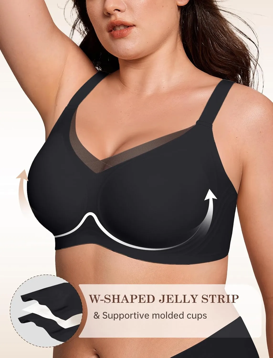 Lace V Seamless Bras for Women No Underwire Bralettes Push Up Wireless Supportive Full Coverage Everyday Bras