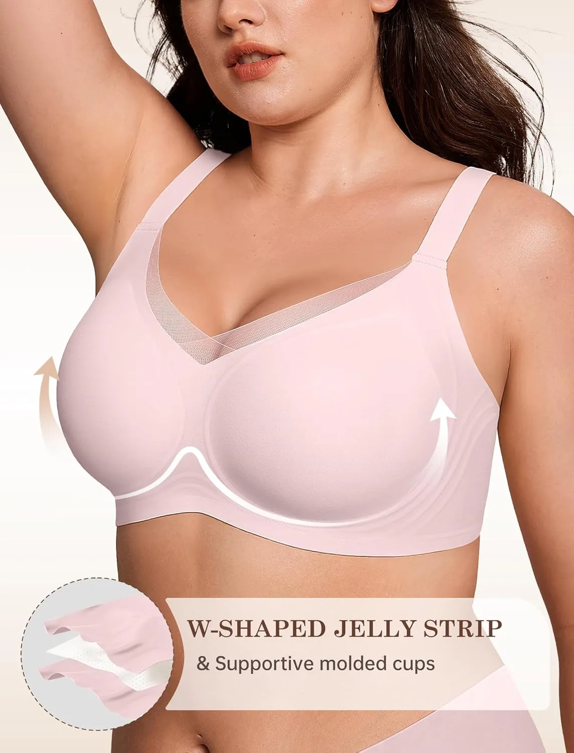 Lace V Seamless Bras for Women No Underwire Bralettes Push Up Wireless Supportive Full Coverage Everyday Bras