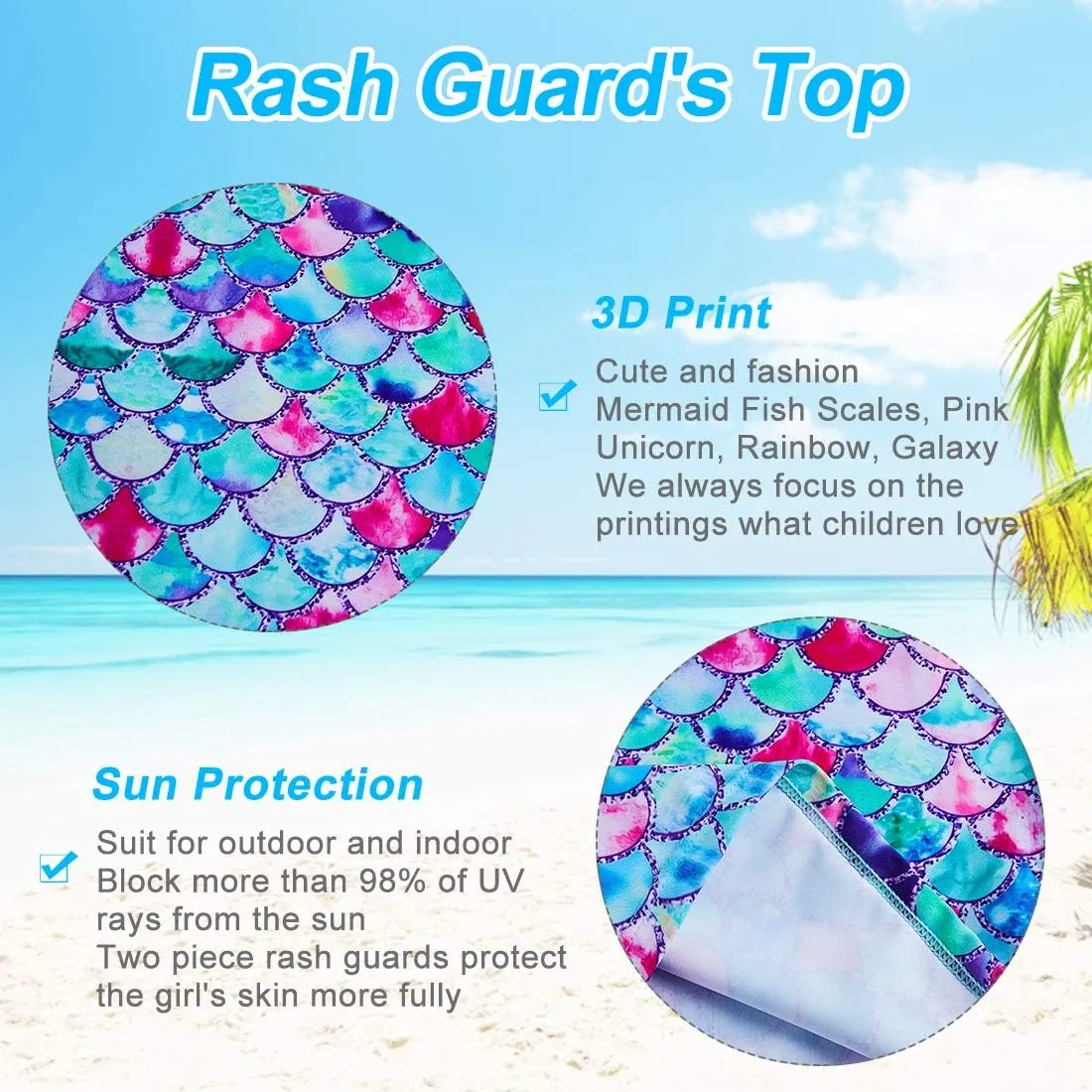 Lovekider Little Girls Swimsuits Two Pieces Swimwears Rash Guard Set Long Sleeve UPF50  Bathing Suit for Beach 2-10T