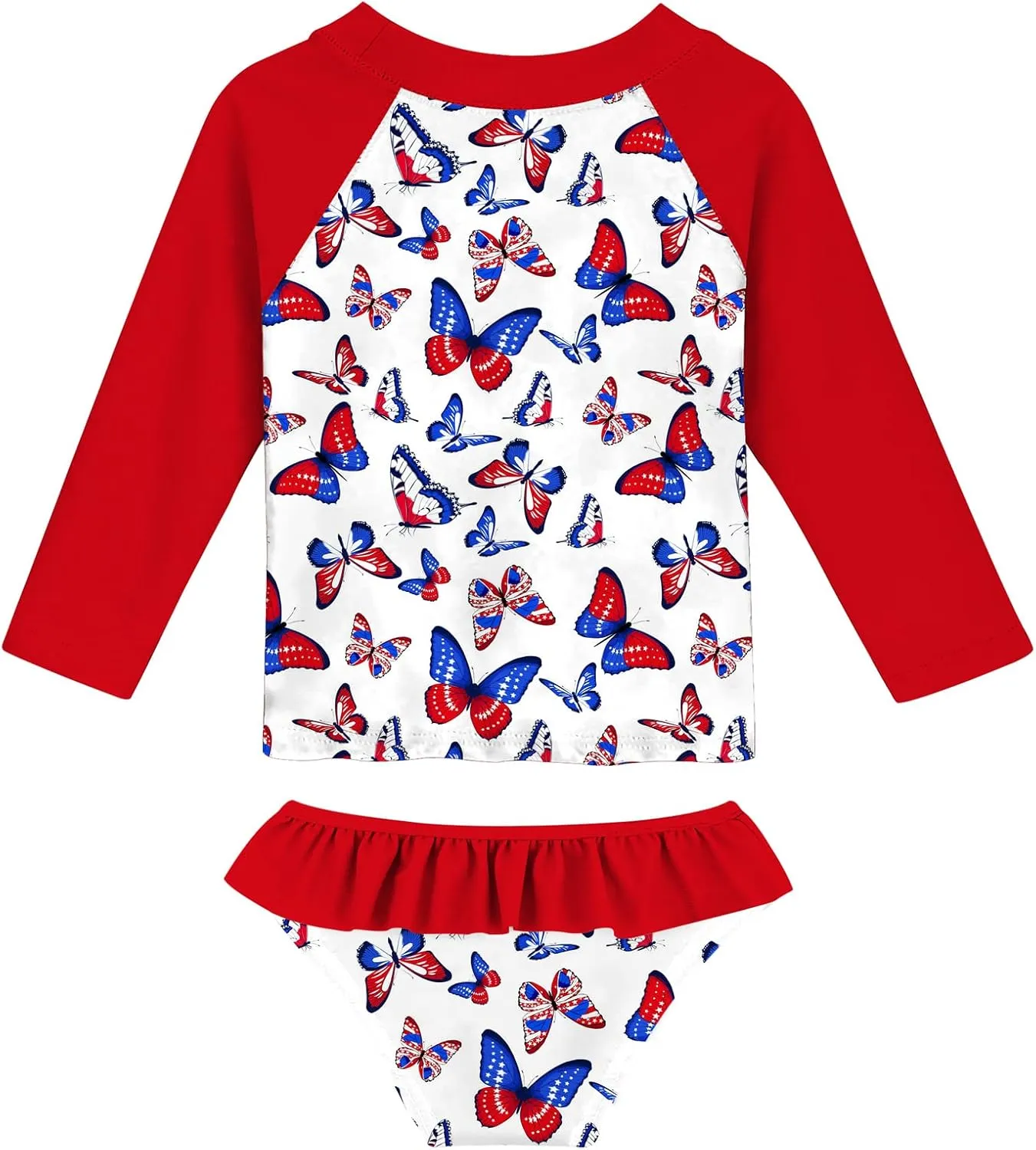 Lovekider Little Girls Swimsuits Two Pieces Swimwears Rash Guard Set Long Sleeve UPF50  Bathing Suit for Beach 2-10T