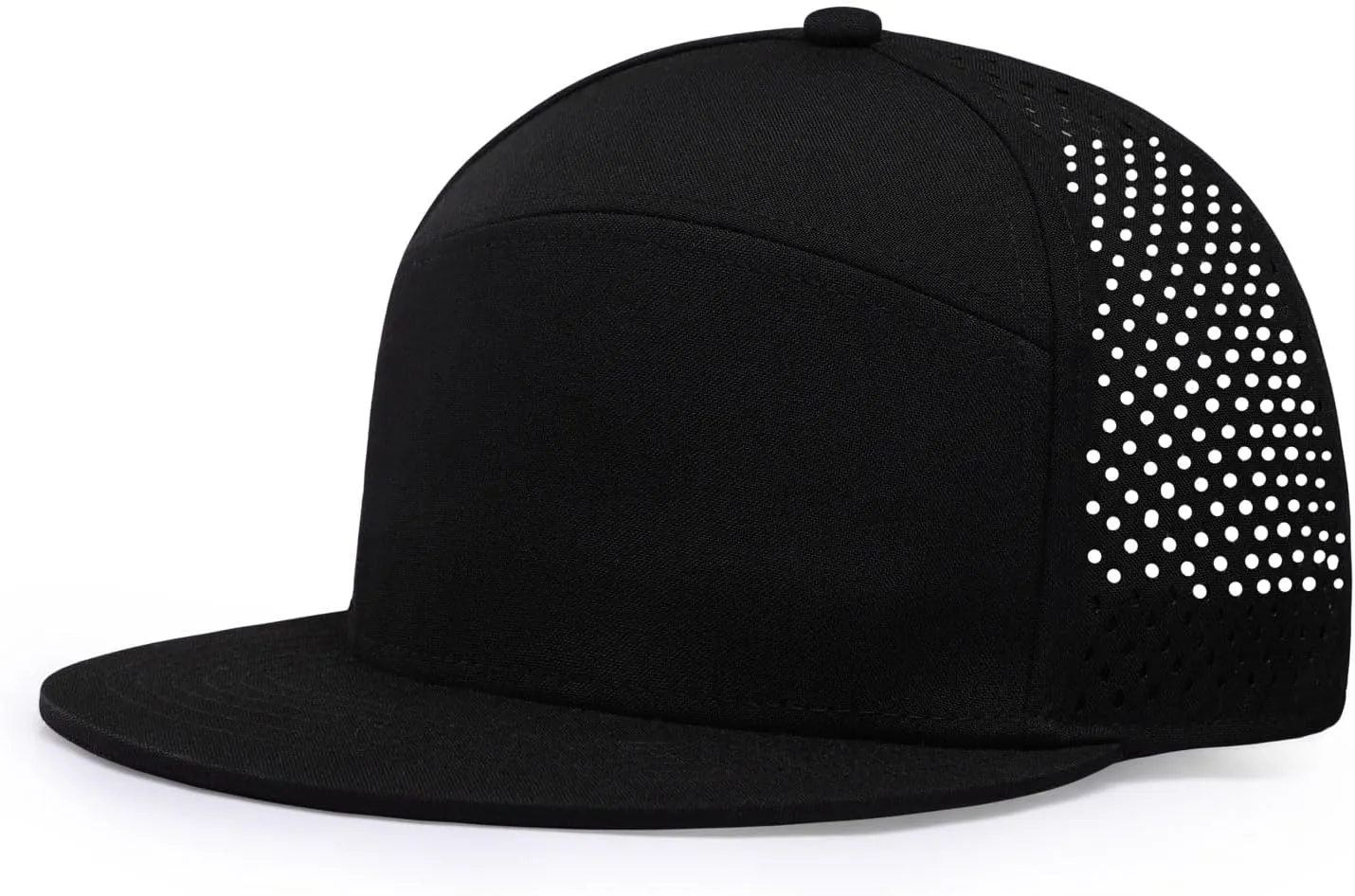Men's Flat Brim Baseball Cap Adjustable Performance Snapback Trucker Hat Laser Perforated Cap 6 Panel Blank Hats