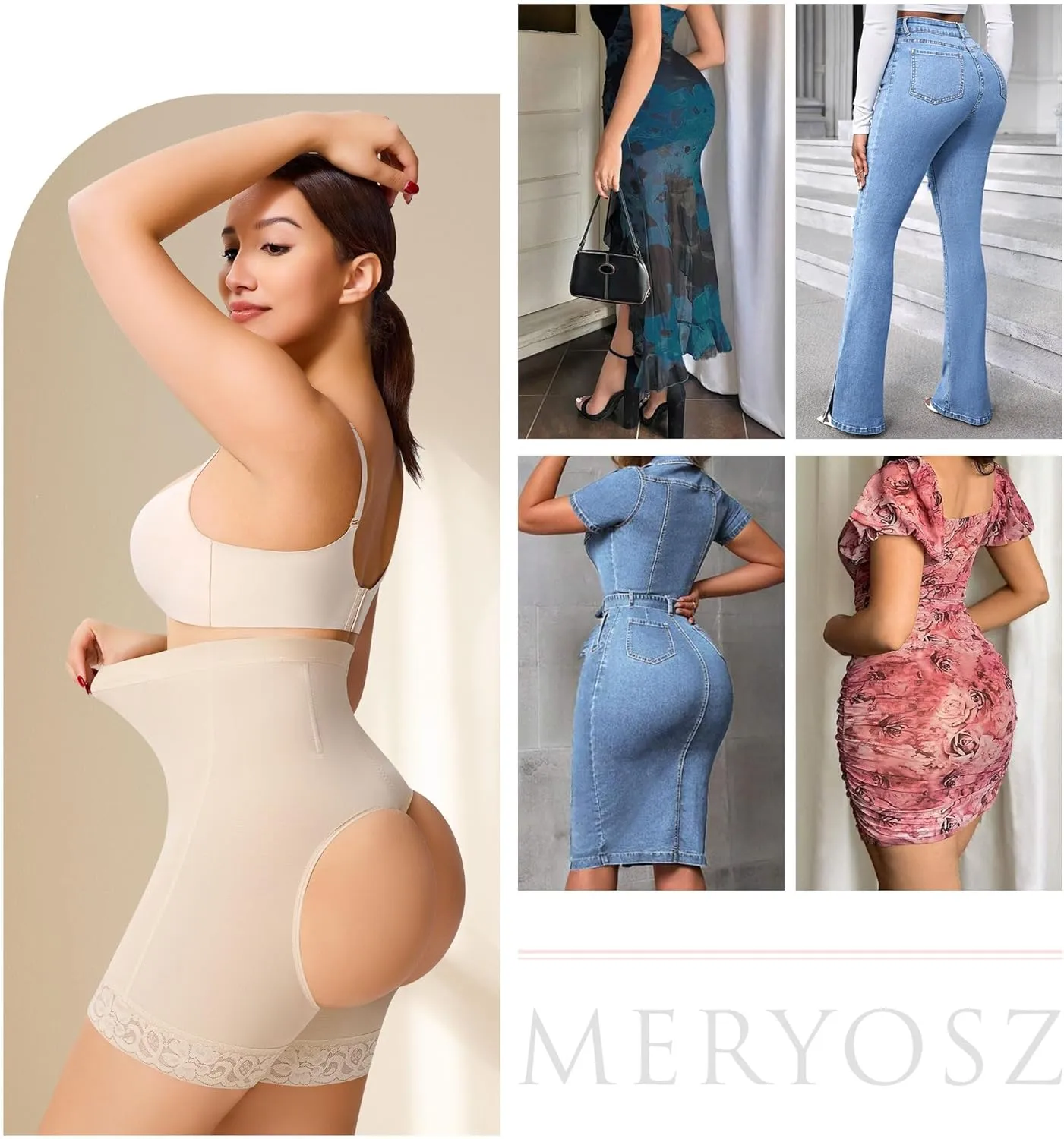MERYOSZ Shapewear Shorts Tummy Control Underwear Butt Lifting Panties Shapewear High Waisted Faja Body Shaper Girdle