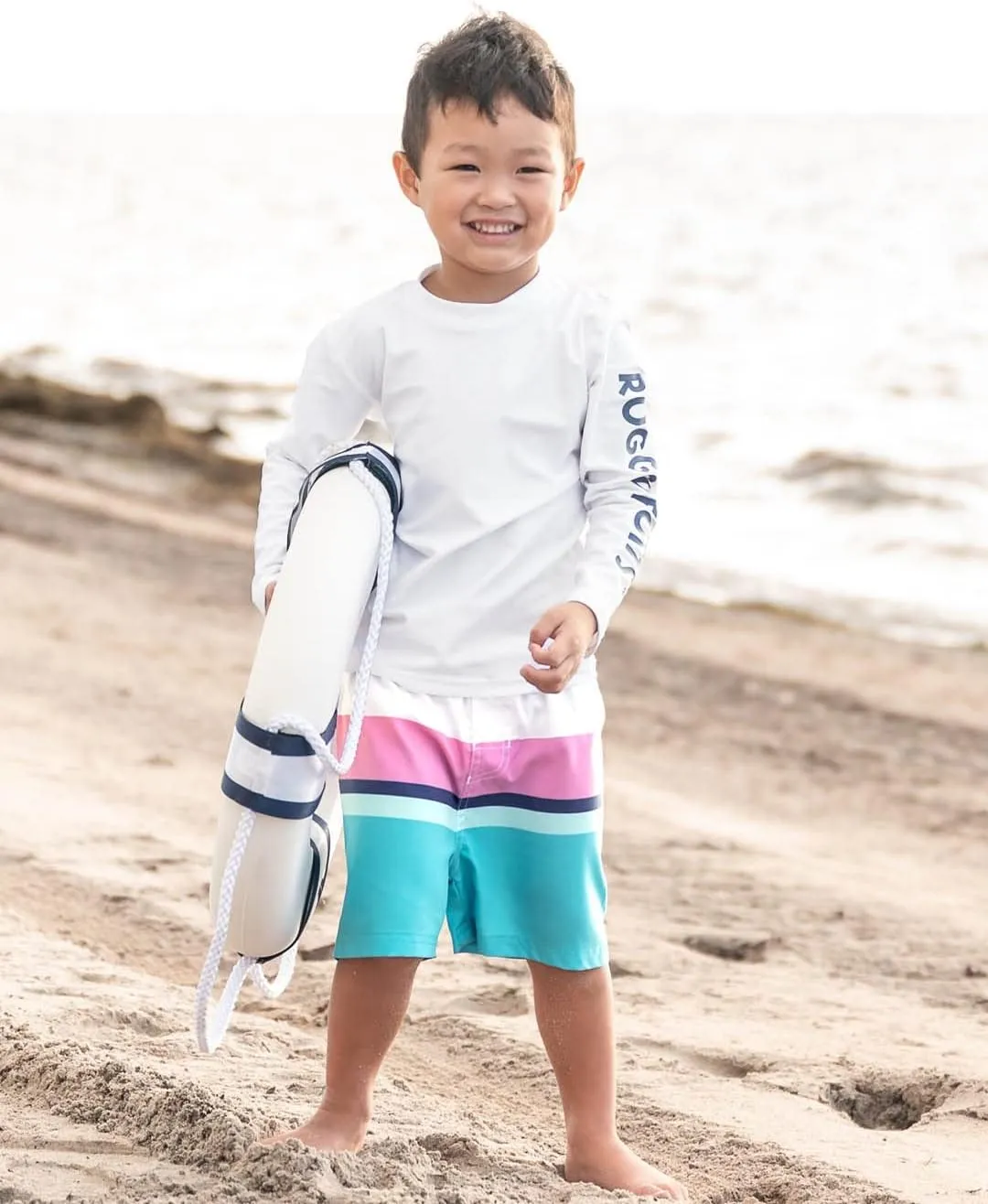 RUGGEDBUTTS Baby/Toddler Boys Long Sleeve Rash Guard Swim Shirt w/UPF 50 