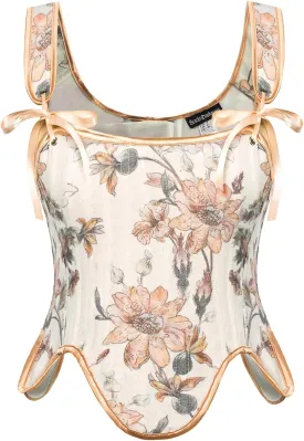 Scarlet Darkness Bustier Tops for Women Renaissance Floral Lace Up Bodyshaper Corset with Zipper