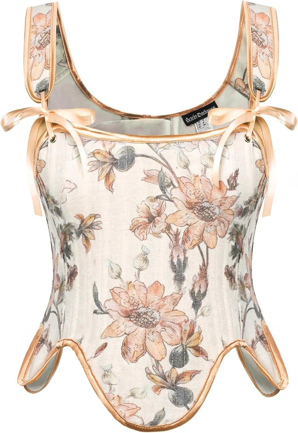 Scarlet Darkness Bustier Tops for Women Renaissance Floral Lace Up Bodyshaper Corset with Zipper