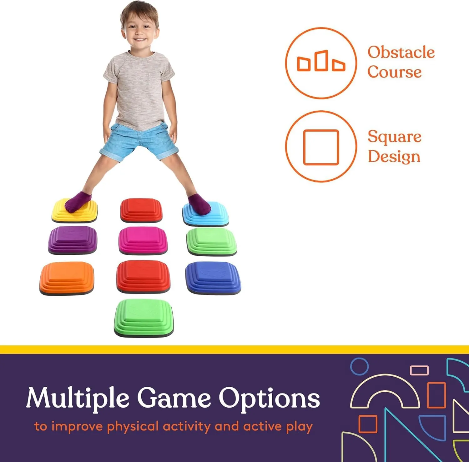 Special Supplies 10 Stepping Stones for Kids Indoor and Outdoor Balance Blocks Promote Coordination, Balance Strength Child Safe Rubber, Non-Slip Edging