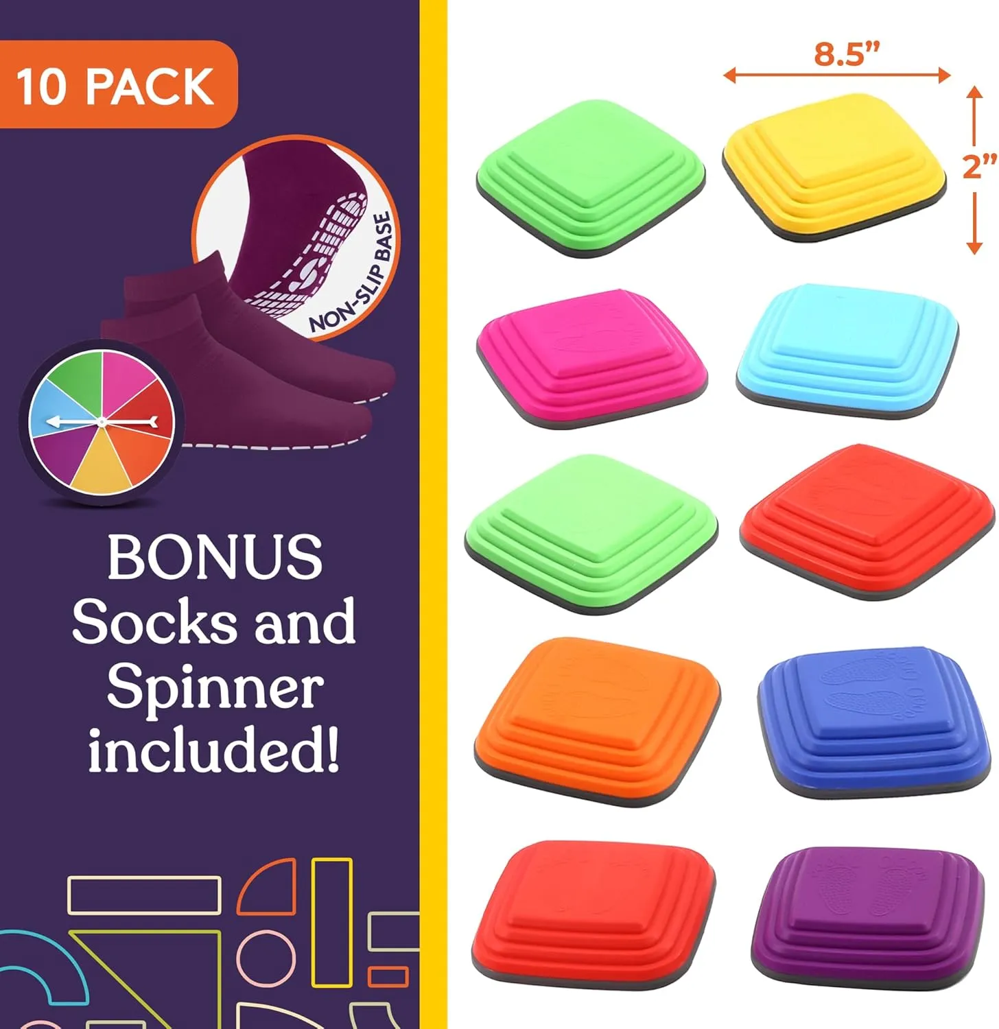 Special Supplies 10 Stepping Stones for Kids Indoor and Outdoor Balance Blocks Promote Coordination, Balance Strength Child Safe Rubber, Non-Slip Edging