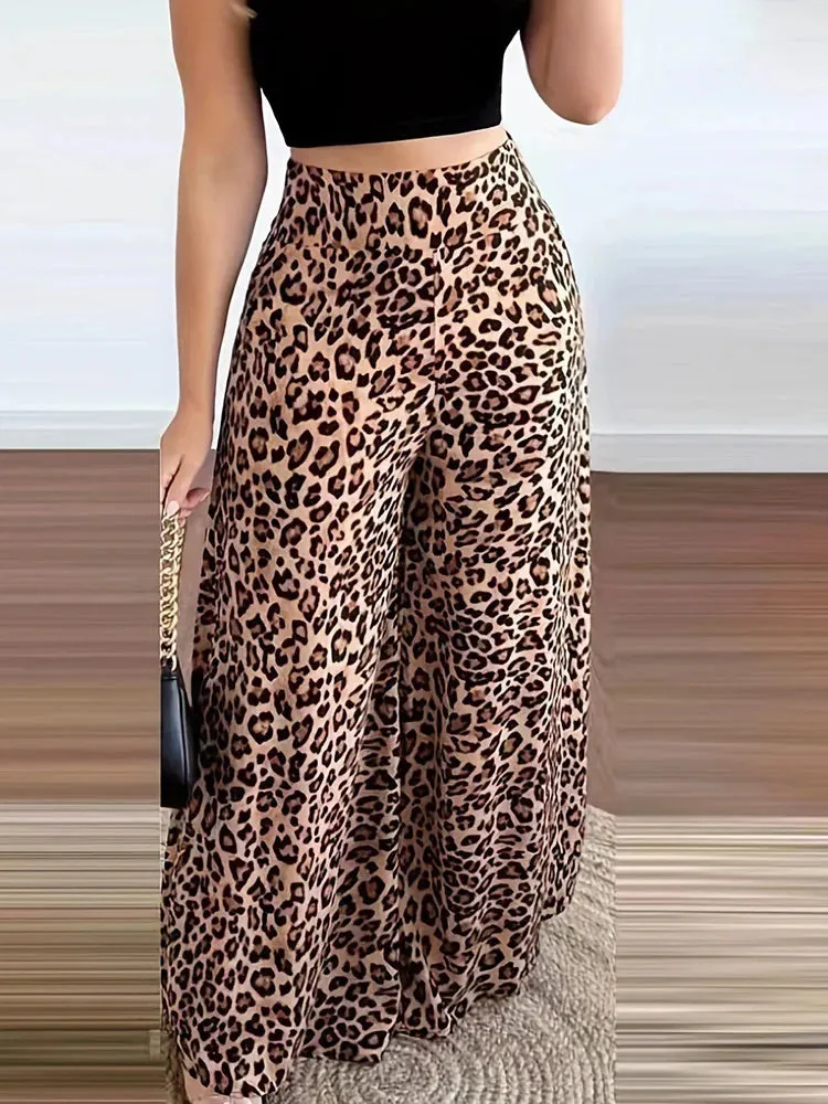 TAVIMART  -  Casual Pant Suits for Women Korean Fashion French Style Streetwear Two LOOSE Leopard Print 2024 New Spring Summer Pant Suits