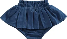 Toddler Baby Girl Denim Skirt Elastic Waist Ruffled Pleated Mini Skorts Infant Cute Summer Bottoms Short Skirts