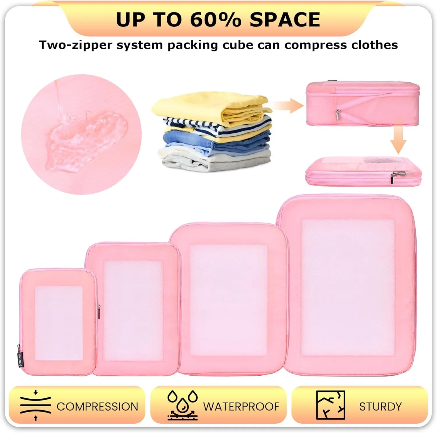 Ultralight Compression Packing Cubes Travel for Suitcases Compressible Mesh Packing Cubes for Travel Women Packing Organizers 4 Set