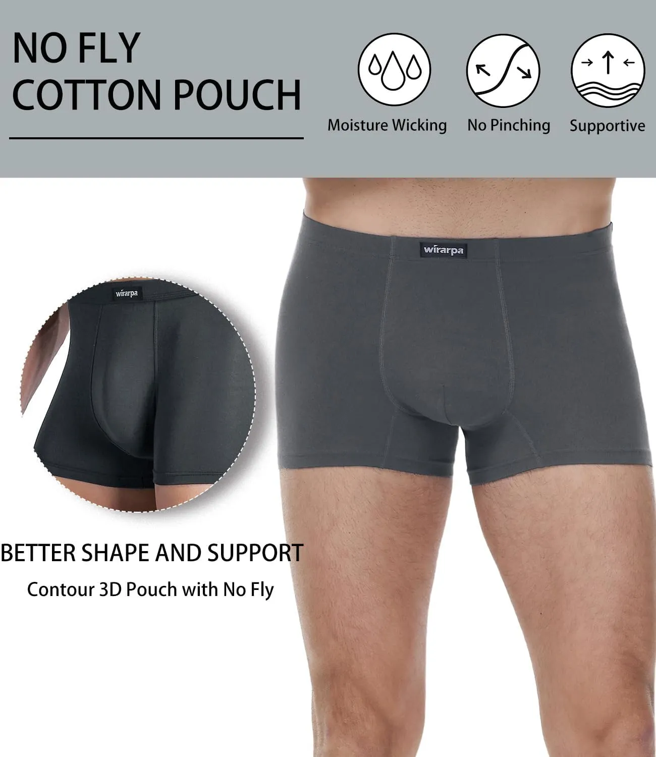wirarpa Men's Cotton Trunks Underwear Short Leg Covered Band Boxer Briefs 4 Pack