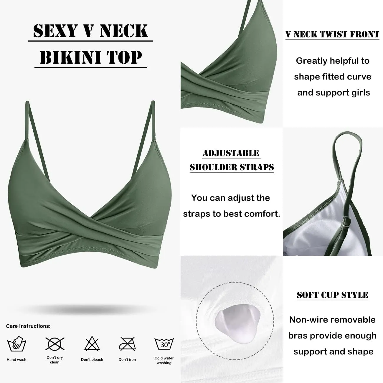 Women's High Waisted Bikini Sets Push Up Twist Front Spaghetti Straps Ruched Two Piece Swimsuit Bathing Suit