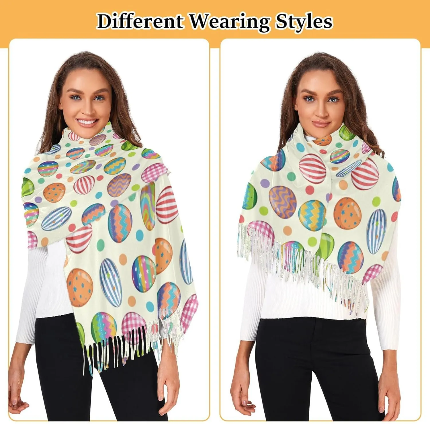 Women's Scarf Shawl Cashmere Feel Scarves Fashion Soft Winter Warm Large Scarf with Tassel